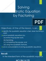 Lesson 2 2 Solving Quadratic Equation by Factoring