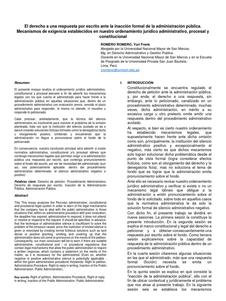 Inacción de la Administración Pública | PDF | Constitución | Principios ...