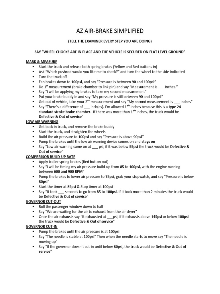 Az air brakes simplified ontario drive test center pdf truck vehicles