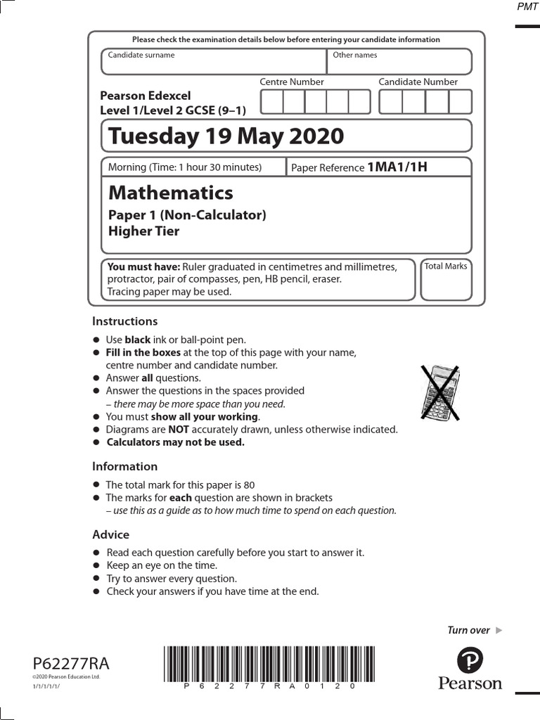 GCSE Maths Exam Paper Instructions | PDF | Circle | Area