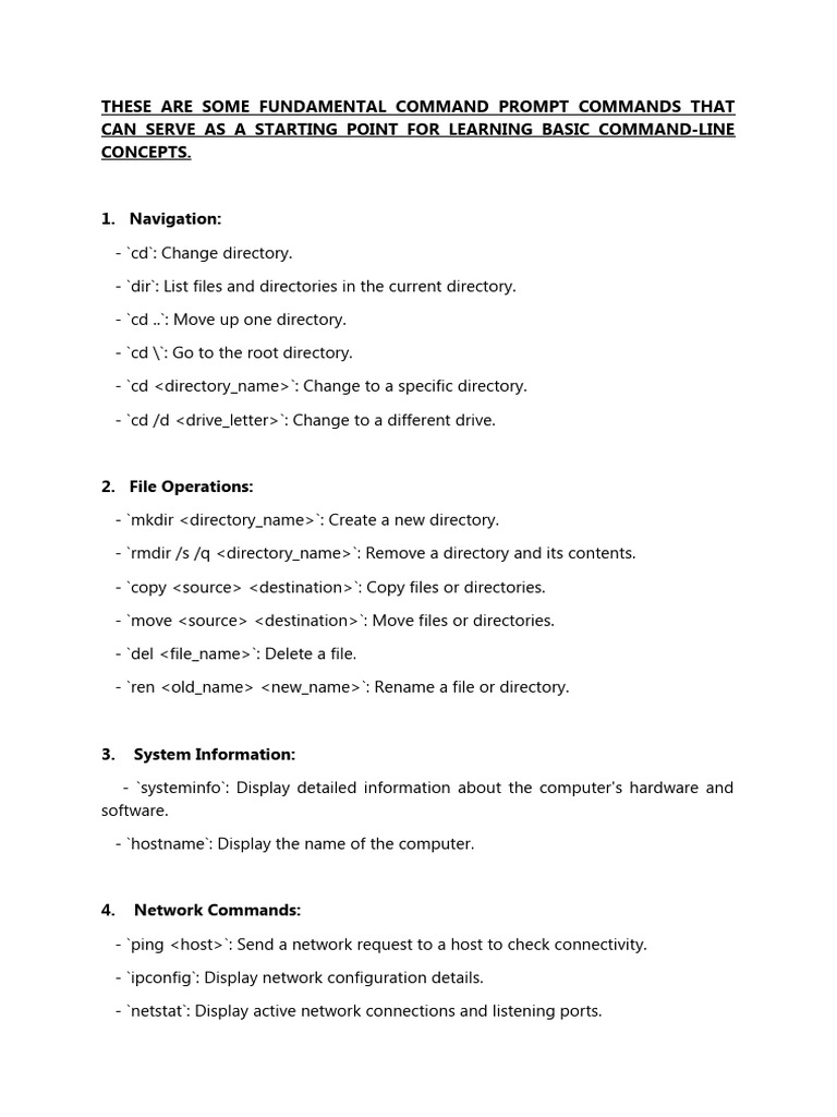 Basic command prompt command line interface lecture notes pdf