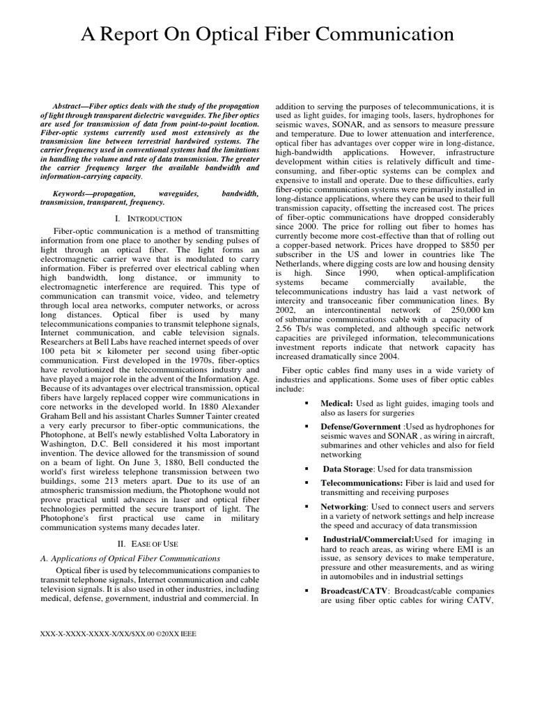 Telecommunication Obe Pdf Optical Fiber Fiber Optic Communication