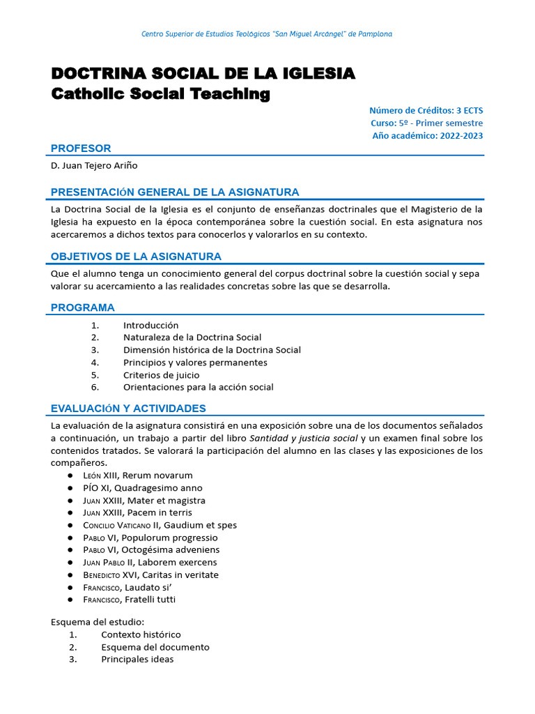 Doctrina Social de La Iglesia | PDF | Historia | Religión y espiritualidad
