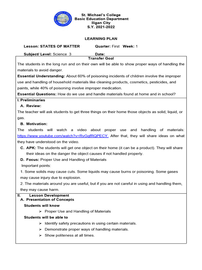 Science 3 - Proper Use and Handling of Materials | PDF