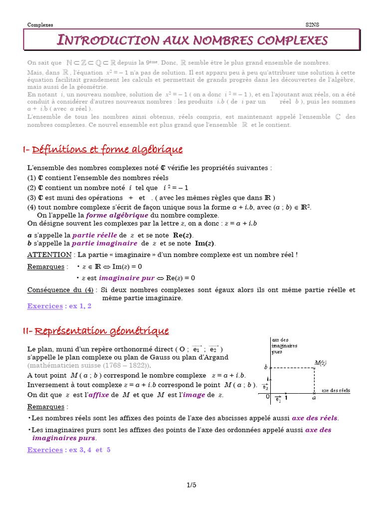 Introduction aux Nombres Complexes | PDF | Nombre complexe | Analyse ...