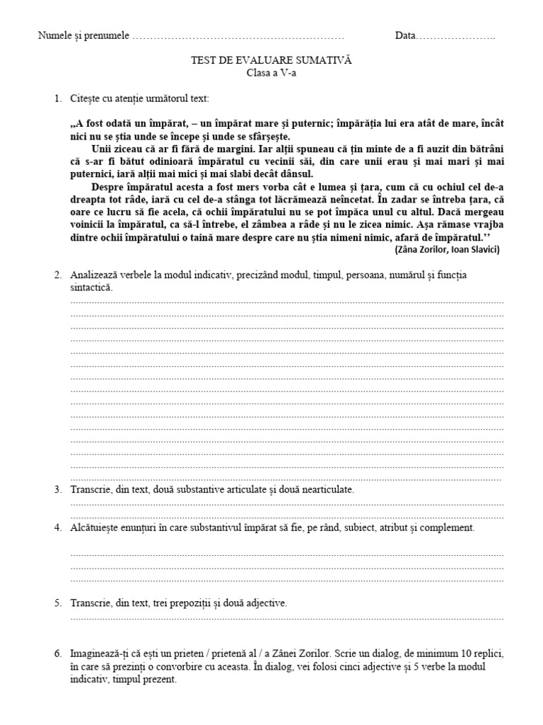 Test Sumativ Cls. V | PDF