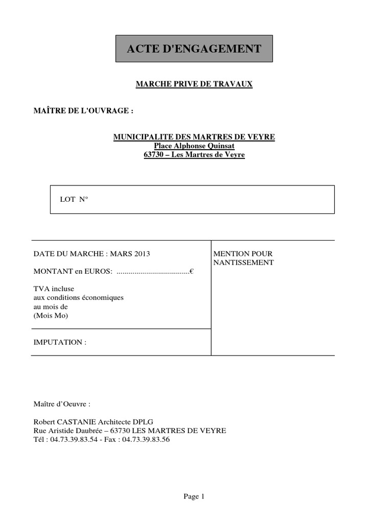 Acte D'engagement | PDF