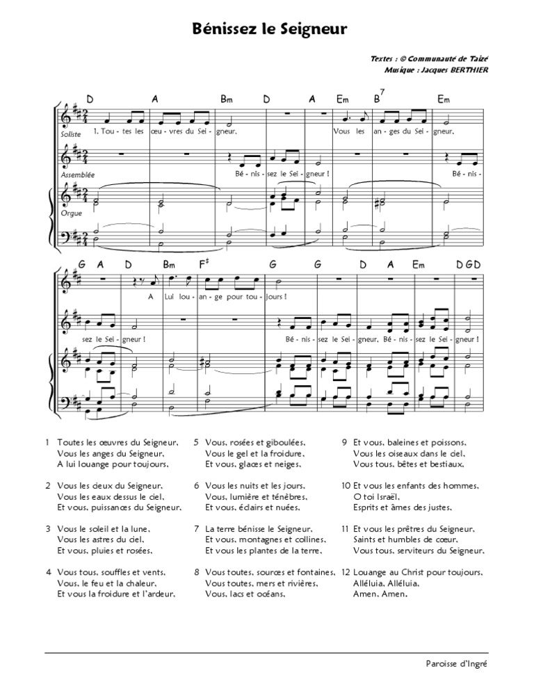Bénissez Le Seigneur