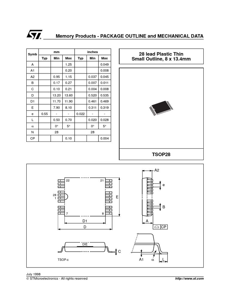 Memory Products - Package Outline and Mechanical Data: Symb MM Inches ...