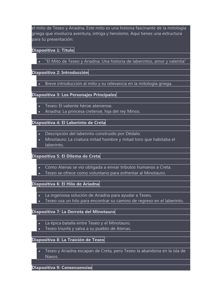 Mito de Teseo y Ariadna: Amor y Valor | PDF