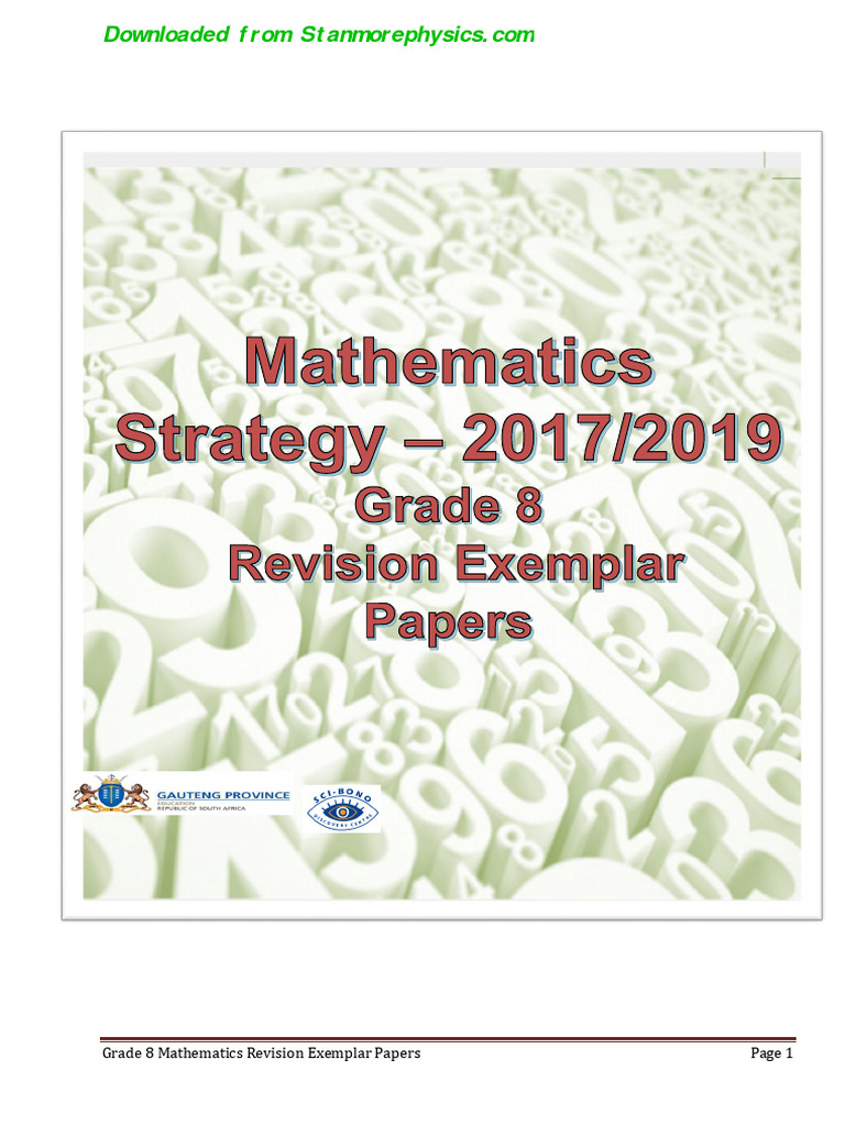Grade 8 Math Revision Papers Term 3 | PDF | Area | Multiple Choice