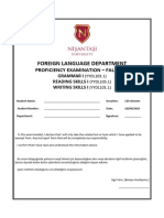 Foreign Language Department: Proficiency Examination - Fall 2018