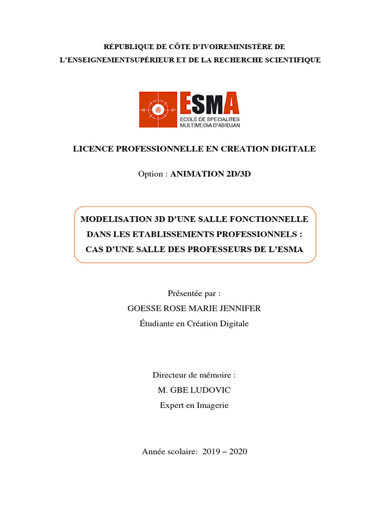 Modélisation 3D d'une salle à l'ESMA | PDF | Infographie ...