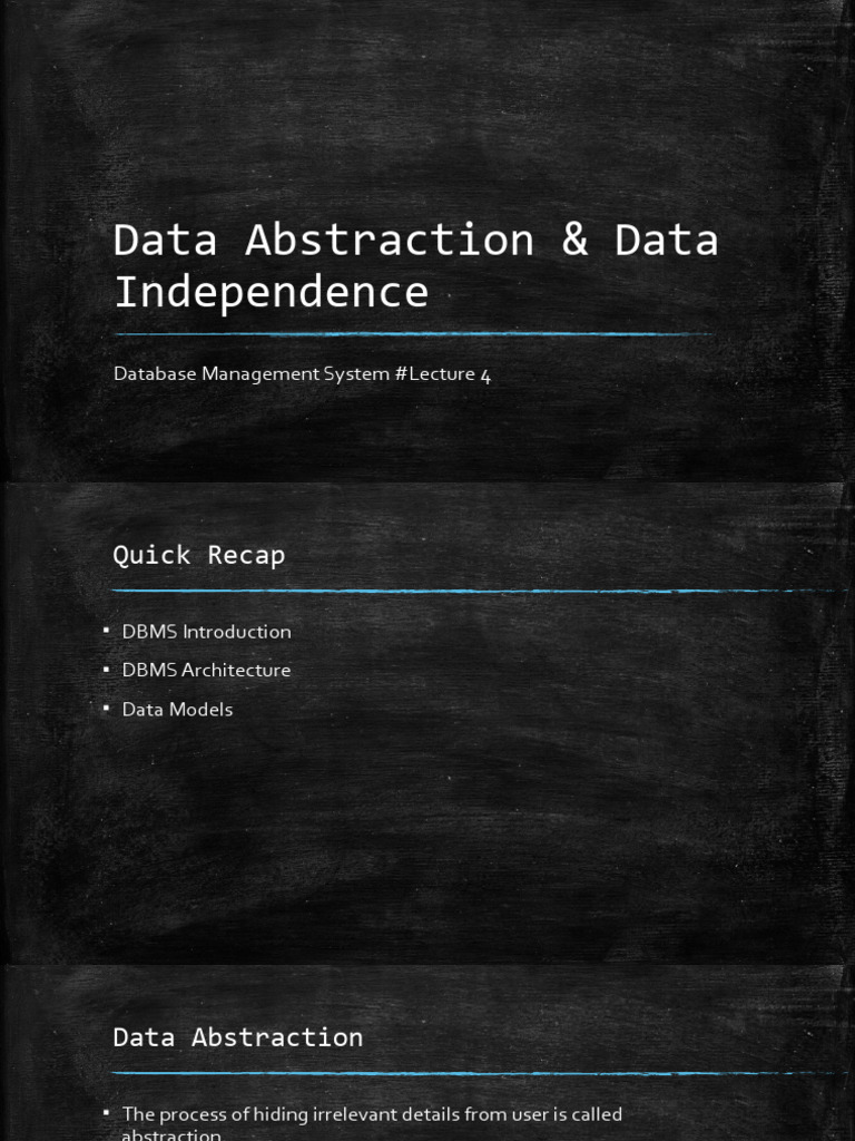 Data Abstraction and Independence in DBMS | PDF | Databases ...