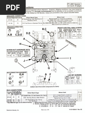 Siemens P1 Torque Specifications Guide | PDF