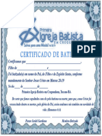 Certificado de Batismo