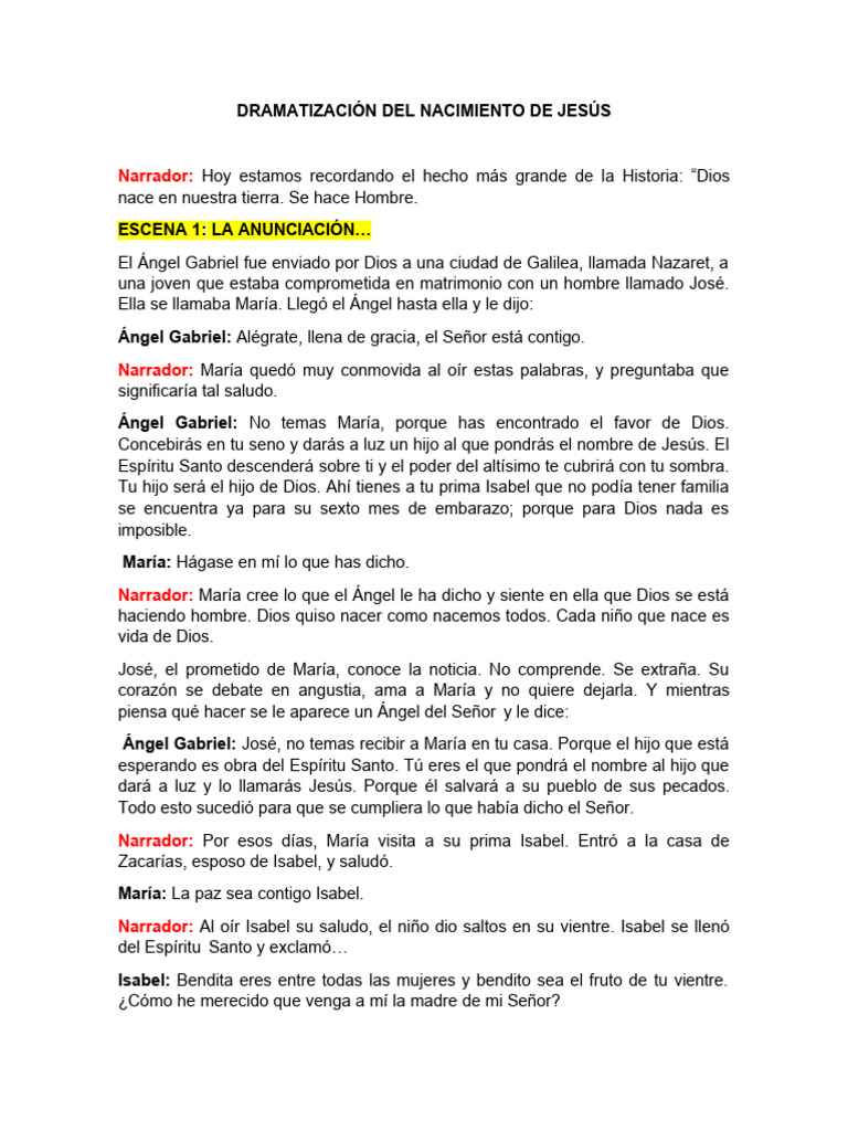 Dramatización del Nacimiento de Jesús | PDF | María, madre de Jesús ...
