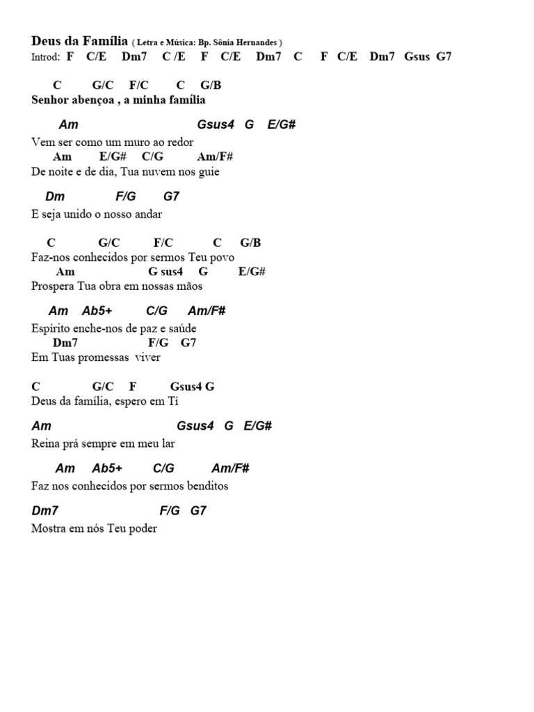 Letra de "Deus da Família" | PDF
