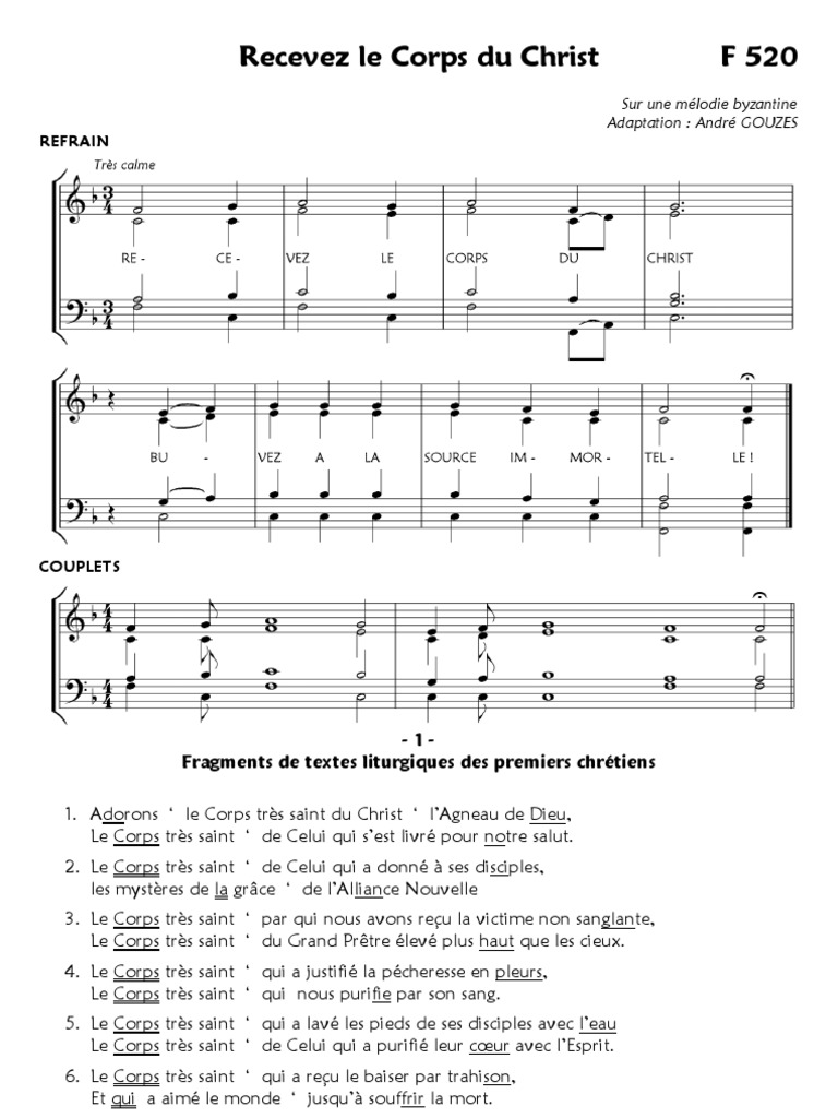 Recevez Le Corps Du Christ, F 520 Eucharistie Saint
