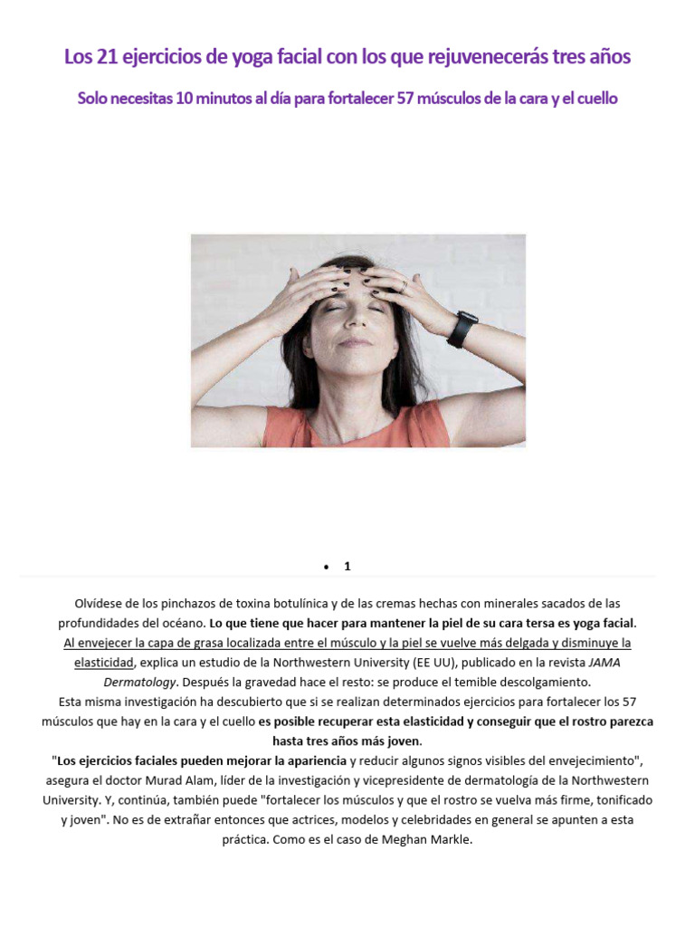 Los 21 Ejercicios de Yoga Facial - Compressed | PDF