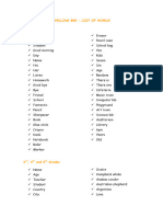 Spelling Bee - List of Words