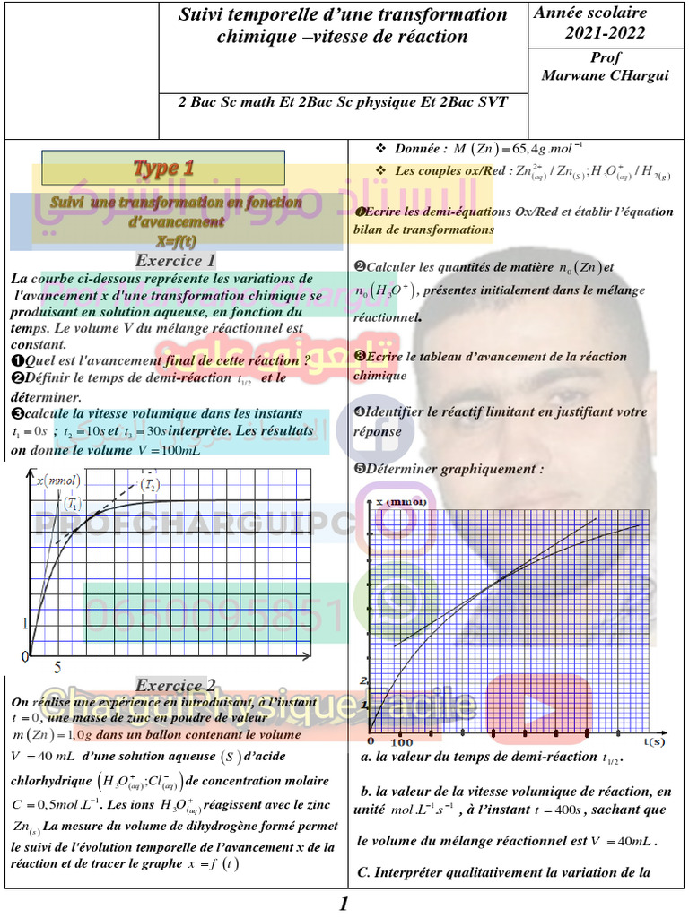 Suivi temporel d'une réaction chimique | PDF | Concentration molaire ...