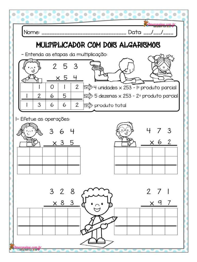Atividades de Matematica Multiplicador Com Dois Algarismos 4o 5o Ano1!1 ...