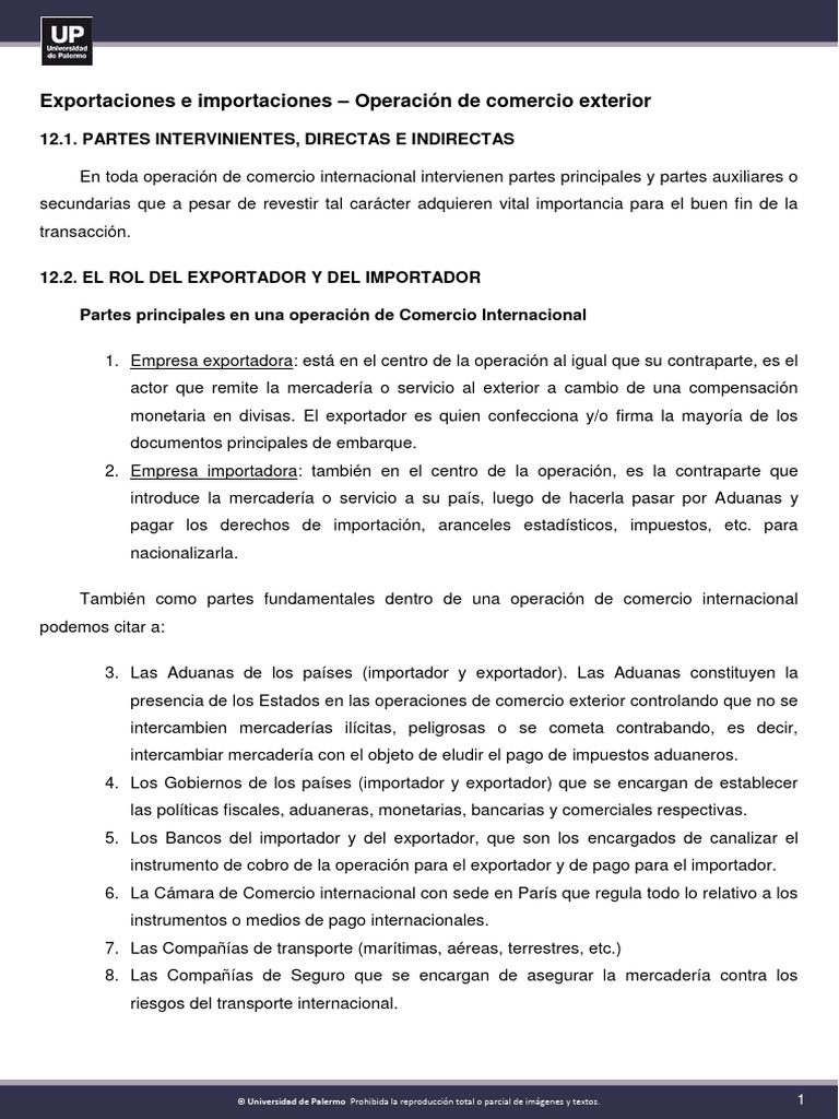 Exportaciones e Importaciones - Operación de Comercio Exterior | PDF ...
