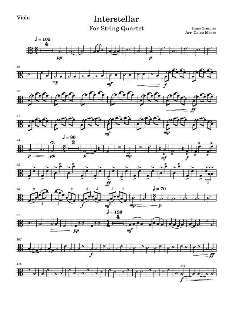 Interstellar String Quartet Arrangement | PDF | Classical Music Groups ...