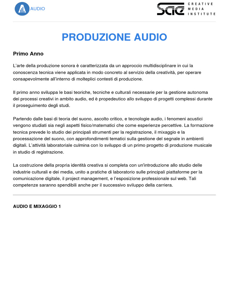Produzione Audio | PDF