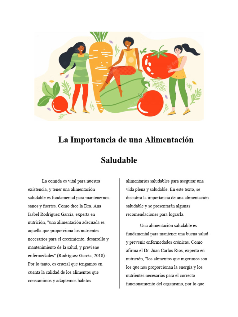 Importancia de la Alimentación Saludable | PDF | Alimentos | Nutrición