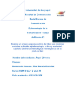 Epistemologia de La Comunicación Trabajo Autonónomo#1 Alba Barreth González. (Angel Gabriel Oliveyra Vásquez)