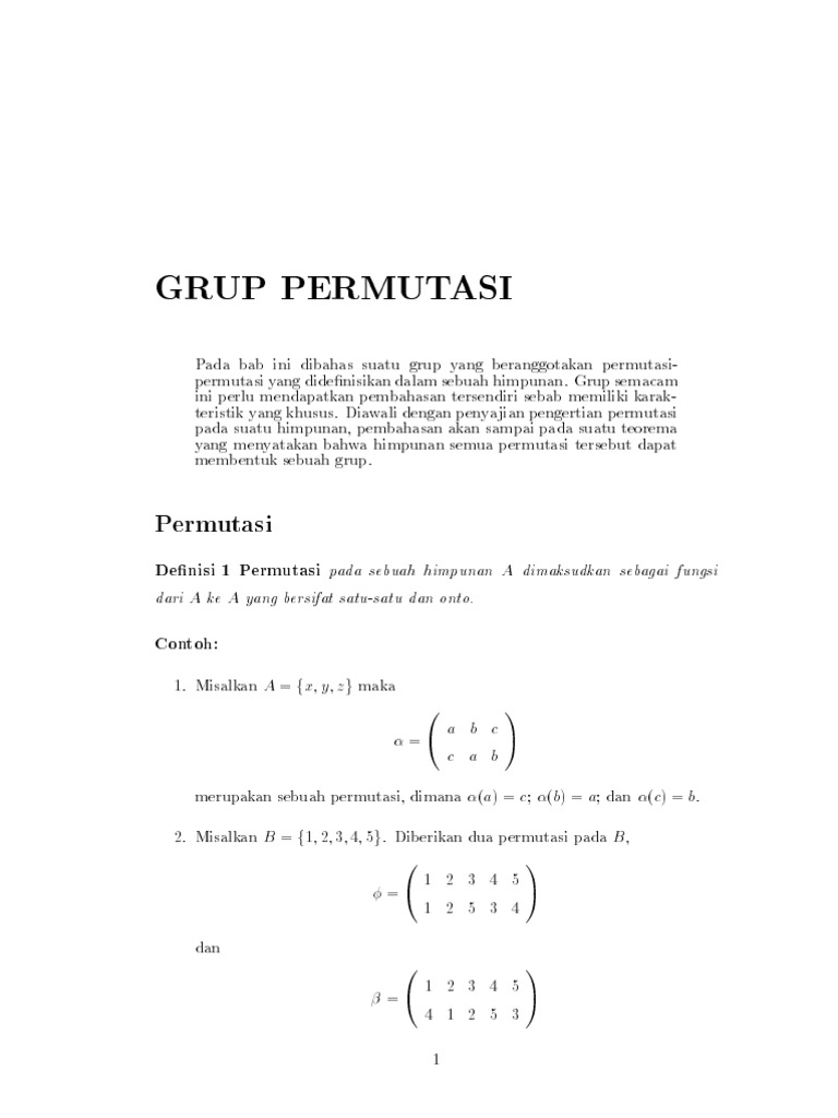 Grup Permutasi dan Teorema Terkait | PDF | Metode & Bahan Ajar | Sains ...