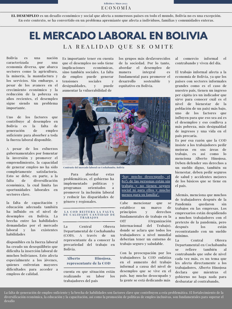 Desempleo y precariedad laboral en Bolivia | PDF | Desempleo | Pobreza