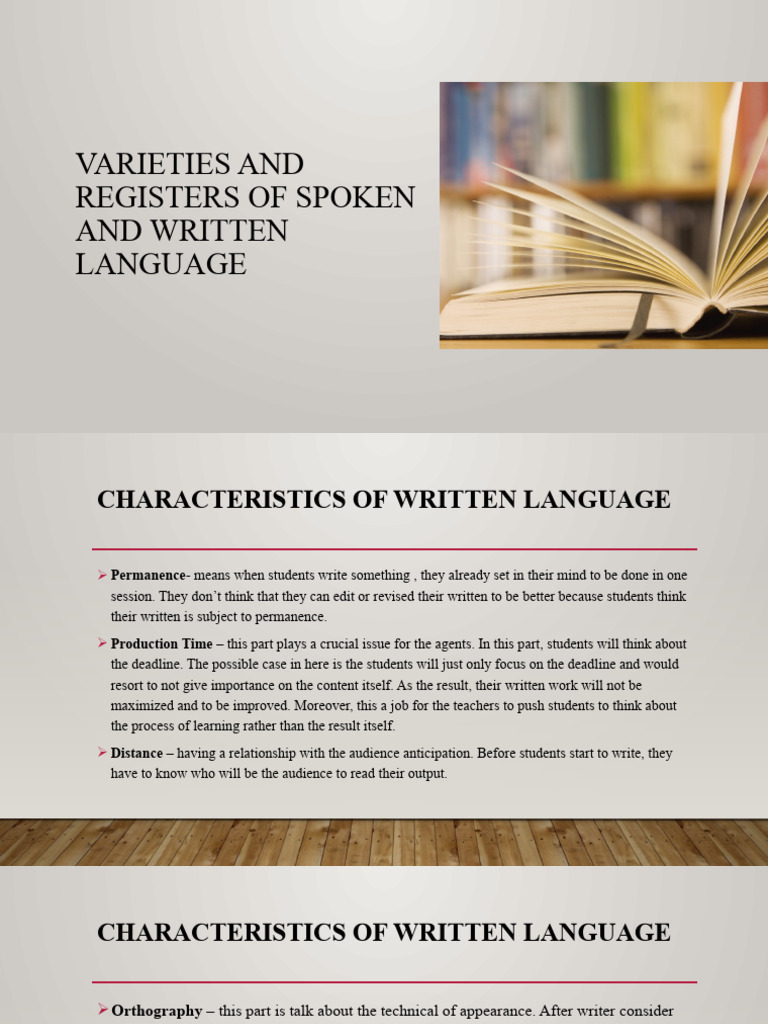 Varieties and Registers of Spoken and Written Language | PDF | Speech ...