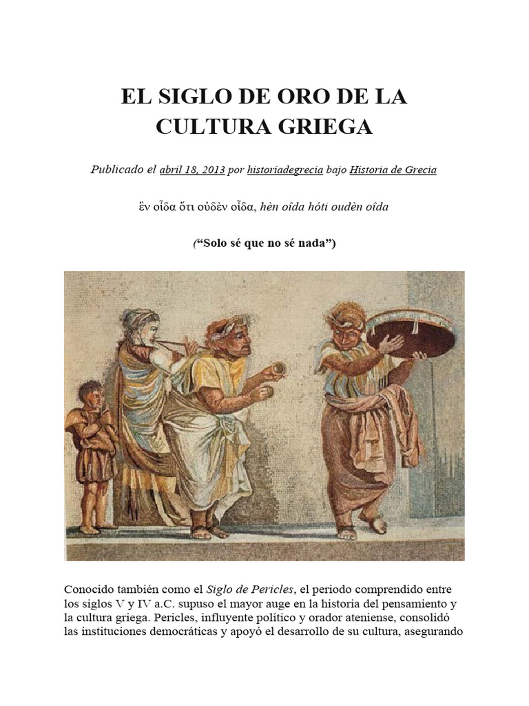 Grecia Clasica Siglo de Oro | PDF | Ciencias sociales
