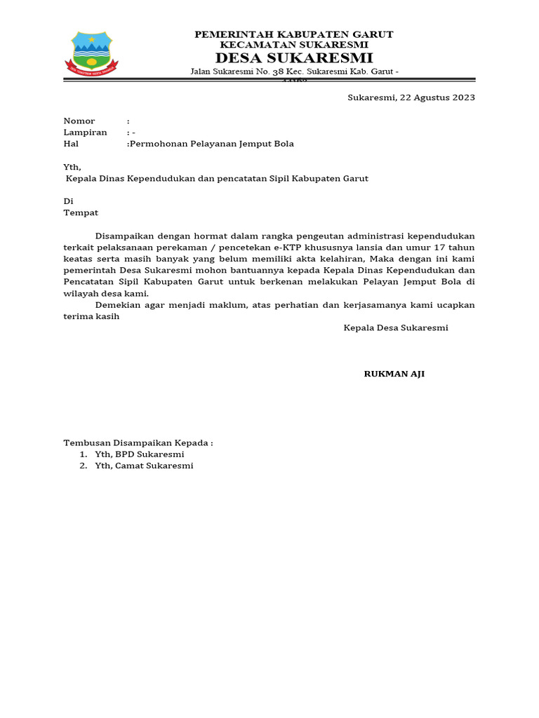 Surat Permohonan Capil | PDF