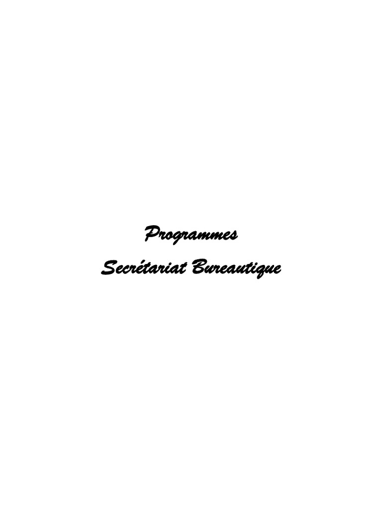 Programme Secrétariat Bureautique | PDF