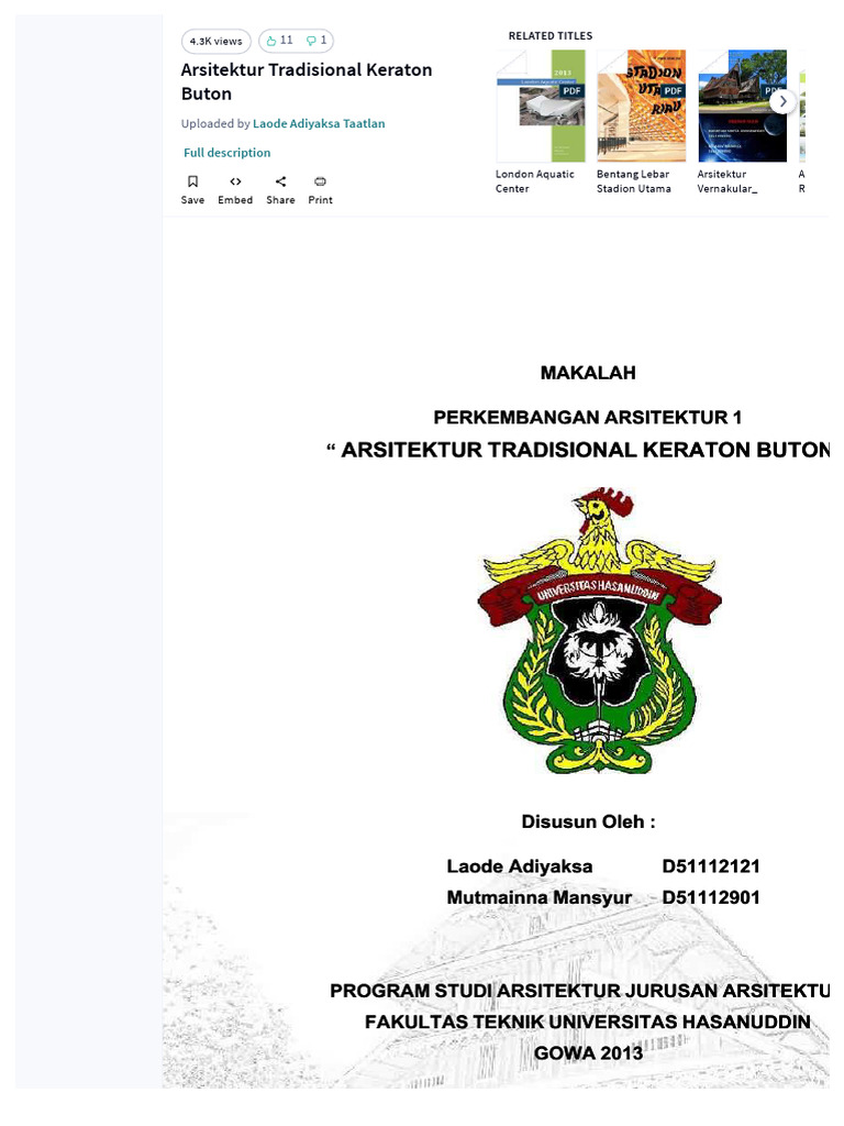 PDF Arsitektur Tradisional Keraton Buton Compress | PDF