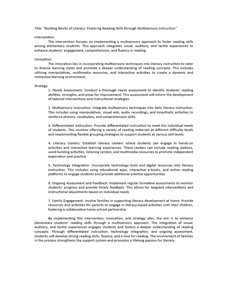 Building Blocks of Literacy_Fostering Reading Skills Through