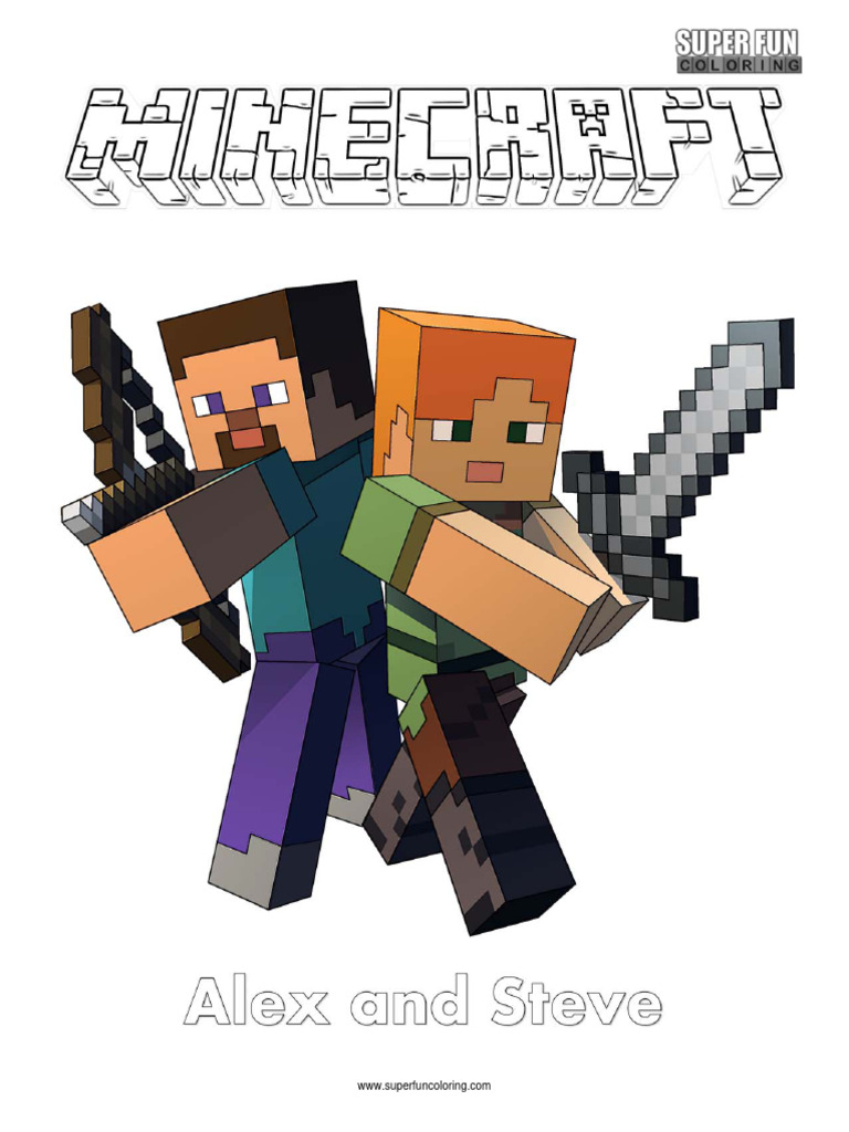 11 Alex and Steve Minecraft Coloring Pages 1 PDF