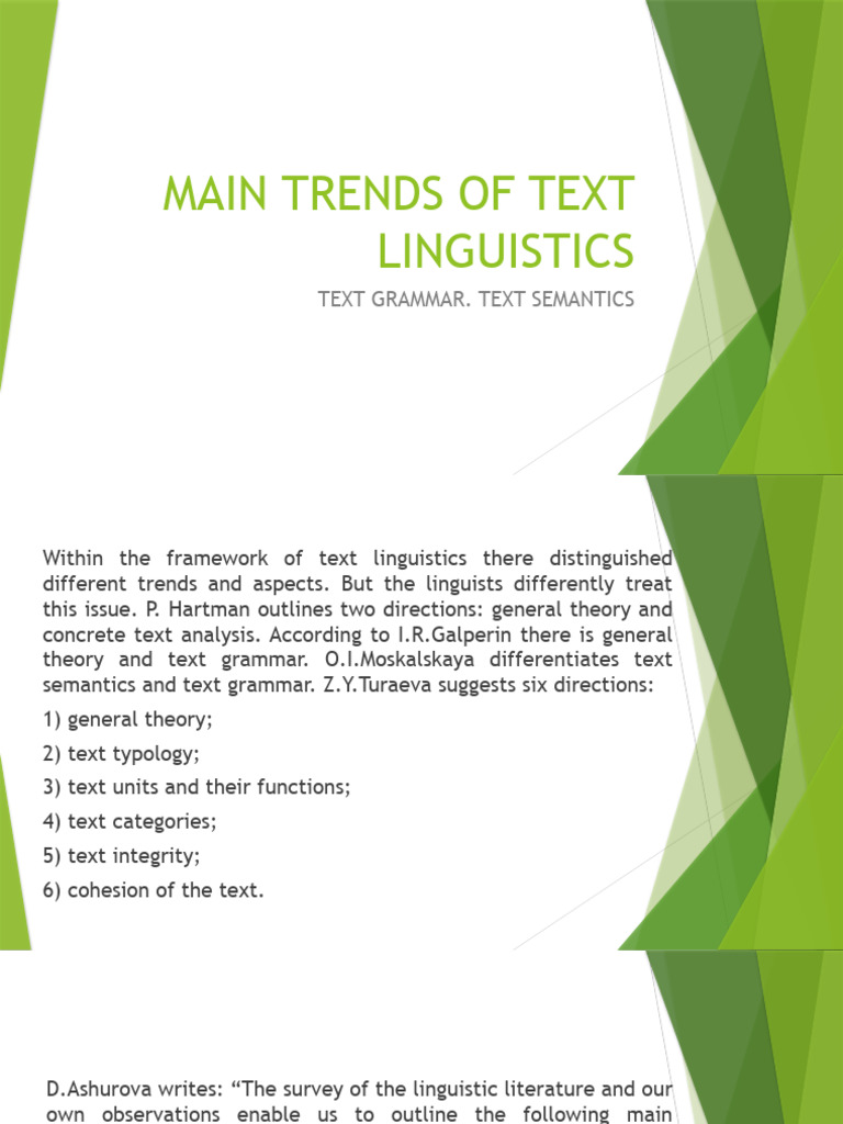 Main Trends of Text Linguistics | PDF | Linguistics | Syntax