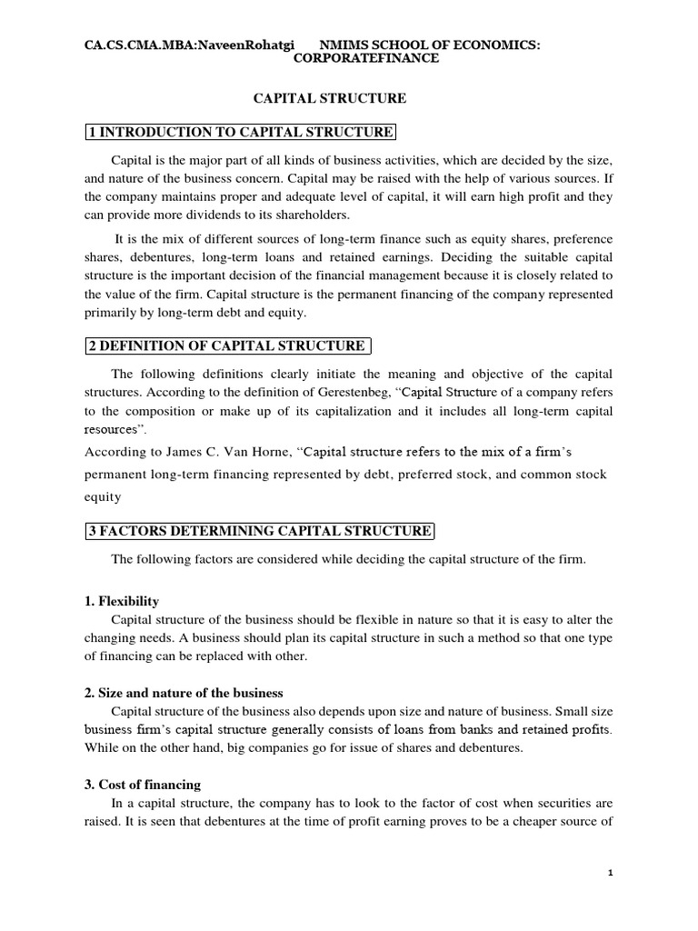 Capital Structure PDF Capital Structure Financial Capital