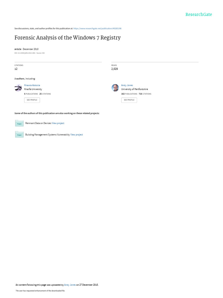 Forensic Analysis of The Windows 7 Registry | PDF | Windows Registry ...