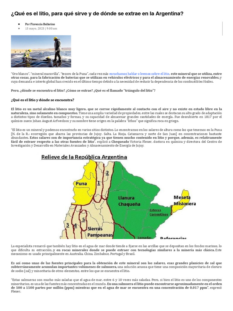 Qué Es El Litio, para Qué Sirve y de Dónde Se Extrae en La Argentina