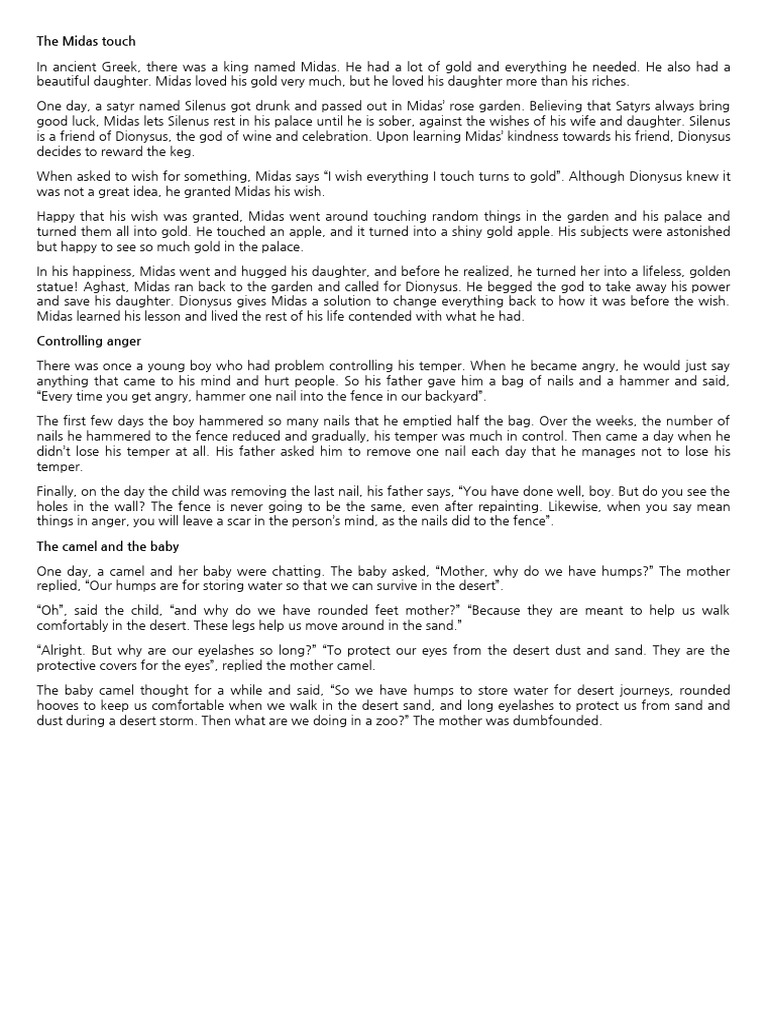 Fable Short Stories PDF Dionysus