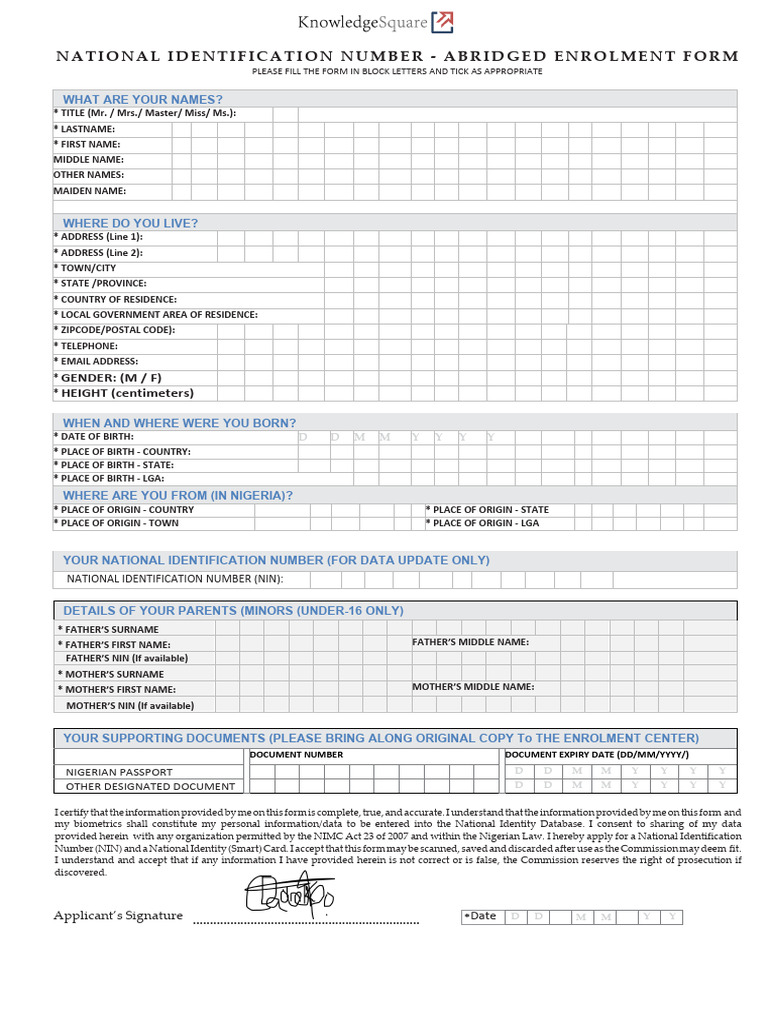 oH7DXS-KSQ Enrolment Form V2a | PDF | Identity Document | Privacy