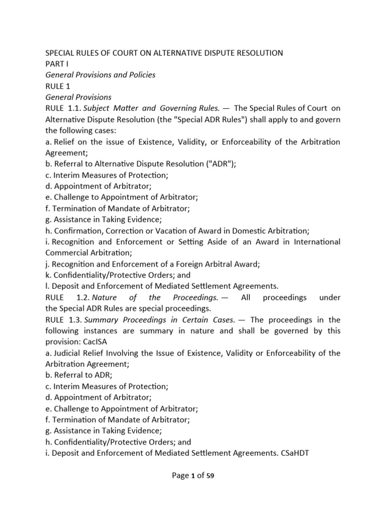 Special Adr Rules PDF