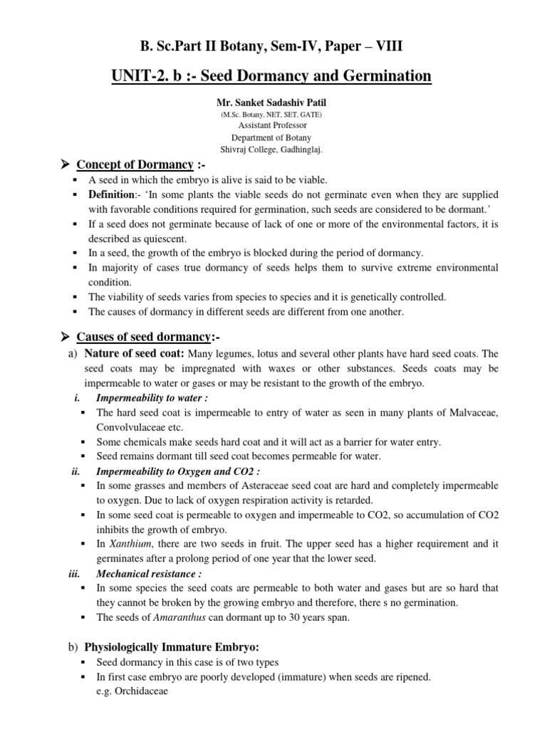 Seed Dormancy and Germination Explained | PDF