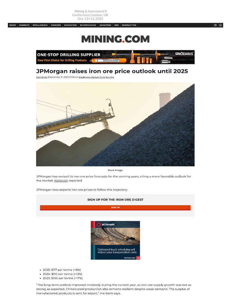 Raises Iron Ore Price Outlook Until 2025 MINING PDF